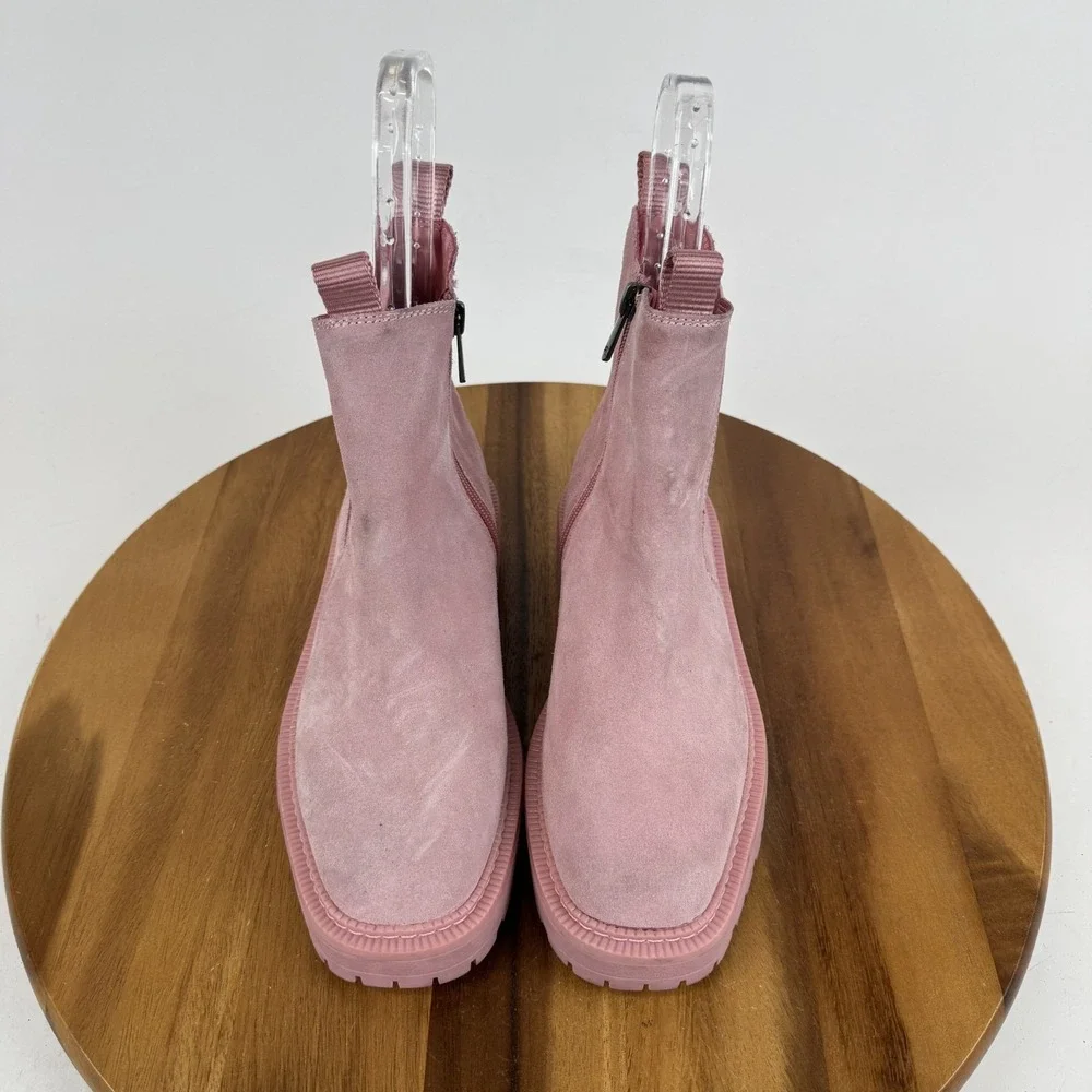Big Kids Sam Edelman Laguna Pink Leather Lug Sole Chelsea Ankle Boots‎ Size 4 Y